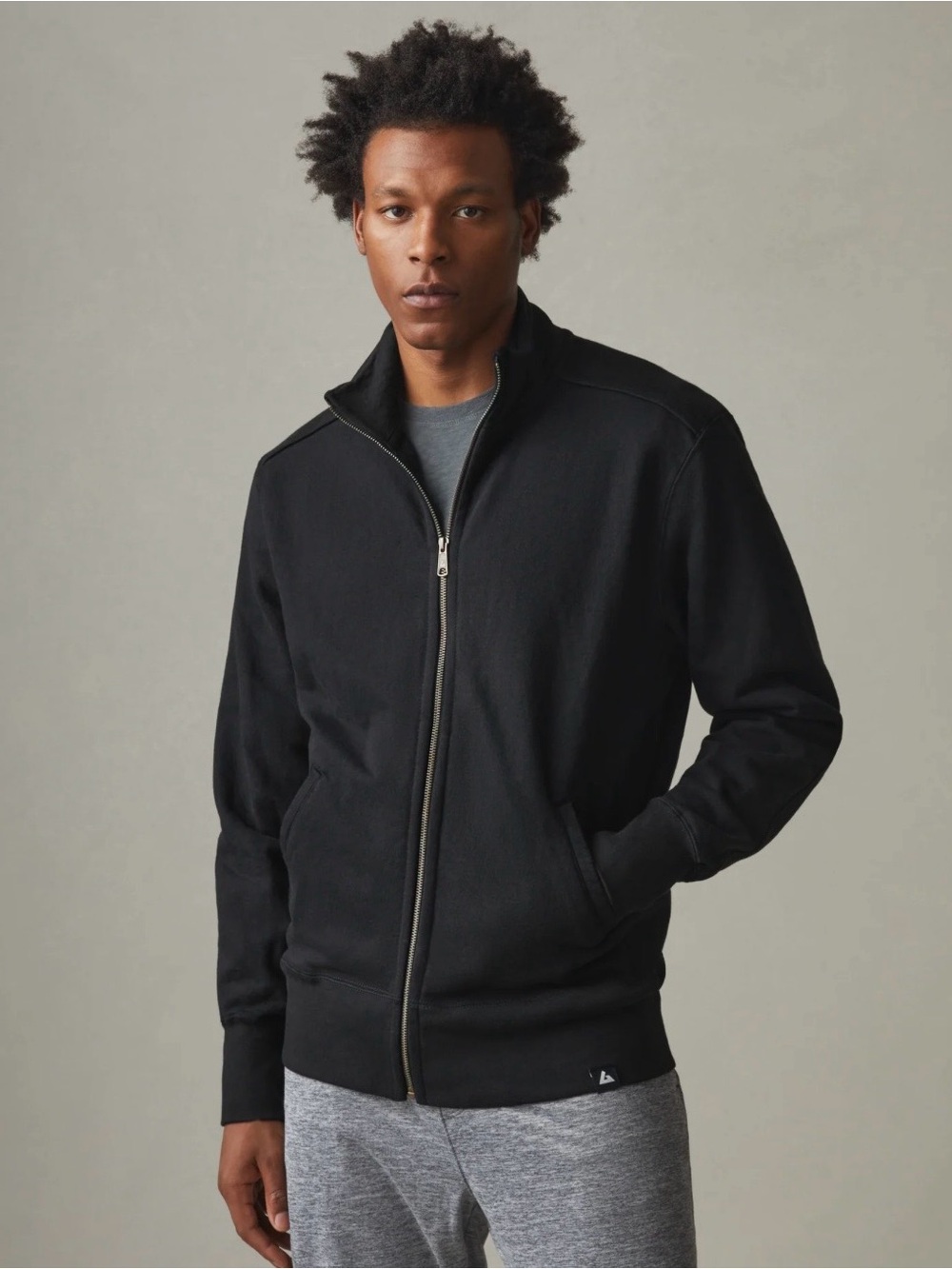 American Giant Black Moto Full Zip Sweatshirt
